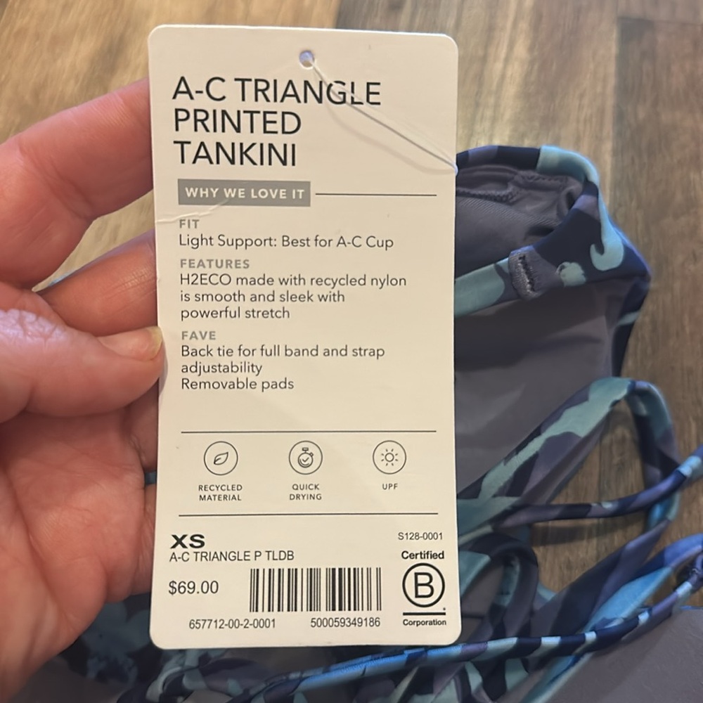 Athleta A-C Triangle Printed Tankini sz XS NWT - Picture 5 of 6